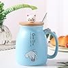 Spooky Creative Starry Sky Ceramic Mug – Cute 3D Cat Design with Lid & Spoon, Perfect for Office, Breakfast, & Gifts – Available in Blue – 420ml