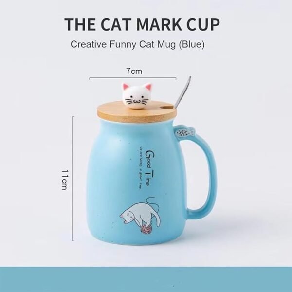 Spooky Creative Starry Sky Ceramic Mug – Cute 3D Cat Design with Lid & Spoon, Perfect for Office, Breakfast, & Gifts – Available in Blue – 420ml